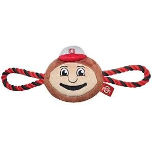 Pets First NCAA Ohio Buckeyes Nylon Mascot Dog Toy with Tough Dog Ropes & Inner Squeaker in Bright Team Colors