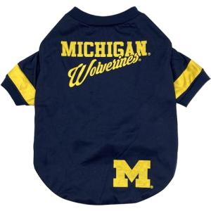 Pets First NCAA Michigan Wolverines T-Shirt for Dogs & Cats. Size Small. Football/BASKTBALL Dog Shirt for College NCAA Team Fans. New & Updated Fashionable Stripe Design