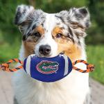 Pets First NCAA Florida Gators Football Dog Toy, Tough Quality Nylon Materials, Strong Pull Ropes, Inner Squeaker, Collegiate Team Color, 1 Count (Pack of 1)