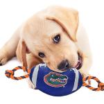 Pets First NCAA Florida Gators Football Dog Toy, Tough Quality Nylon Materials, Strong Pull Ropes, Inner Squeaker, Collegiate Team Color, 1 Count (Pack of 1)