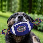 Pets First NCAA Florida Gators Football Dog Toy, Tough Quality Nylon Materials, Strong Pull Ropes, Inner Squeaker, Collegiate Team Color, 1 Count (Pack of 1)