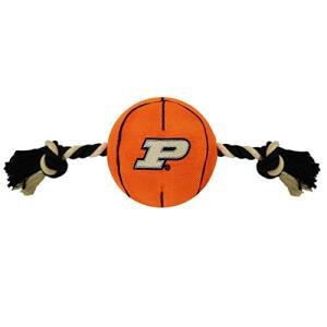 Pets First NCAA Purdue Boilermakers Basketball Rope Toy for Dogs & Cats. Tough Nylon, Sporty Basketball Design, Heavy-Duty Ropes with Inner Squeaker