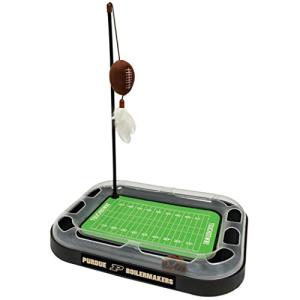 Pets First NCAA Purdue Boilermakers Football Field CAT Scratcher & Plush Football Toy with Catnip & Feather Toy Hanging, Jingle Bell Interactive Ball