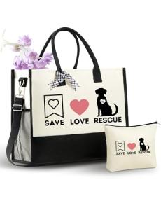 InnoBeta Vet Tech & Rescue Dog Gifts, Rescue Tote Bag with Top Zipper Closure and Shoulder Strap