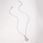 Art Attack Two Tone Dainty I Love My Dog Chain Necklace, Forever In My Heart Pet Lover Puppy Mom Rescue Charm Pendant (Silver & Gold)