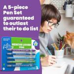 Funny Cat & Dog Rescue Lover Pen Gift Set – 5 Black Ink Ballpoint Pens with Stylus Tip & Metal Barrel with Fun Quotes – Dog Lover Gifts or Christmas Stocking Stuffers for Doggy Moms & Cat Moms