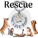 Infinity Collection Pet Rescue Keychain, Engraved Live, Love, Rescue Charm with Paw Print, Two-Tone Silver & Gold Accessories, Gifts for Dog & Cat Lovers