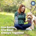 Rescue Dog Lover Water Bottle – 32 oz Stainless Steel Double Wall Insulated with 8 oz Detachable Bowl – Animal Rescue Gifts for Dog or Cat Lovers – “Rescued is My Favorite Breed” – Smoky Grey