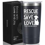 Onebttl Rescue Dog & Vet Tech Gifts - 20oz Stainless Steel Insulated Tumbler with Lid & Straw, Black - Rescue Save Love