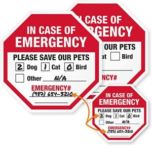 SmartSign “in Case of Emergency Please Save Our Pets Pet Rescue Decal Set | Two 4"x4" & One 2.75"x2.75" Engineer Grade Reflective Adhesive Labels, Made in USA