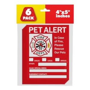 Pet Alert Safety Fire Rescue Sticker - Save Our Pets Emergency Inside Decal - House Home Window Door Sign