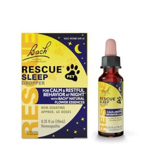 Rescue Pet Sleep Dropper - 10 mL - Sleep Aid for Dogs & Cats with Bach Natural Flower Essences - Sedative-Free, Homeopathic Liquid Formula - For All Breeds, Ages & Weights