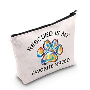 MNIGIU Rescued Is My Favorite Breed Makeup Zipper Bag - Dog Lover and Animal Rescue Gift for Dog Mom