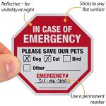SmartSign “in Case of Emergency Please Save Our Pets Pet Rescue Decal Set | Two 4"x4" & One 2.75"x2.75" Engineer Grade Reflective Adhesive Labels, Made in USA