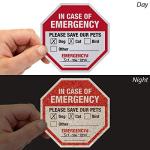 SmartSign “in Case of Emergency Please Save Our Pets Pet Rescue Decal Set | Two 4"x4" & One 2.75"x2.75" Engineer Grade Reflective Adhesive Labels, Made in USA