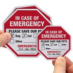 SmartSign “in Case of Emergency Please Save Our Pets Pet Rescue Decal Set | Two 4"x4" & One 2.75"x2.75" Engineer Grade Reflective Adhesive Labels, Made in USA