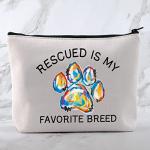 MNIGIU Rescued Is My Favorite Breed Makeup Zipper Bag - Dog Lover and Animal Rescue Gift for Dog Mom