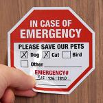 SmartSign “in Case of Emergency Please Save Our Pets Pet Rescue Decal Set | Two 4"x4" & One 2.75"x2.75" Engineer Grade Reflective Adhesive Labels, Made in USA