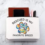 MNIGIU Rescued Is My Favorite Breed Makeup Zipper Bag - Dog Lover and Animal Rescue Gift for Dog Mom