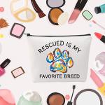 MNIGIU Rescued Is My Favorite Breed Makeup Zipper Bag - Dog Lover and Animal Rescue Gift for Dog Mom