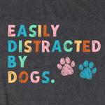 VQD Womens Dog Shirts Easily Distracted by Dogs Tshirt Dog Mom Paw Pet Lover Tee Tops Grey