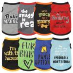 Elevate Your Pet's Seasonal Style with Playful Panache: 8-Piece Set of Dog Shirts Featuring Hilarious Printed Patterns for Airy Comfort in Summer and Fall Classic 8pc Large