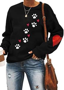 XIWUKOD Dog And Cat Mom Shirt Paw Print Heart Hoodie Red and Black Mm Life American Bulldog Womens Sweatshirt