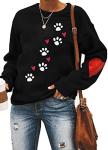 XIWUKOD Dog And Cat Mom Shirt Paw Print Heart Hoodie Red and Black Mm Life American Bulldog Womens Sweatshirt