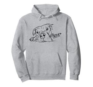 Rescue Dog Sketch, Pit Bull Drawing, Adopt Don't Shop Pullover Hoodie