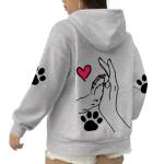 KEEVICI Dog Paw Print Heart Sweatshirt for Women Pet Sweatshirts for Dog Lovers Cute Graphic Cotton Hoodies Pullover Tops(Gray,L)