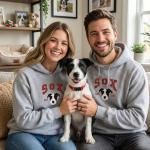 COUPLEHOODIES Custom Dog Portrait Sweatshirt from Photo – Personalized Pet Embroidered Memorial Hoodie – Dog Mom Sweatshirt - Gift for Pet Loss, Christmas, Father’s Day (Varsity-Dog)