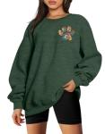 HEBBE Dog Mom Sweatshirts For Women Floral Dog Paw Sweatshirt Embroidered Paw Pullover Tops Oversized Sweater Green