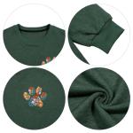 HEBBE Dog Mom Sweatshirts For Women Floral Dog Paw Sweatshirt Embroidered Paw Pullover Tops Oversized Sweater Green
