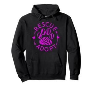Rescue Adopt Animal Lover Love Cats Dogs Paw Print Hoodie Pullover Hoodie