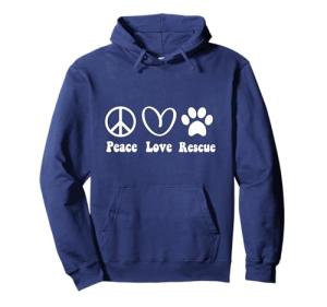 Animal Rescue Gifts Men Women Kids Peace Love Adopt Dog Cat Pullover Hoodie