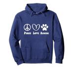 Animal Rescue Gifts Men Women Kids Peace Love Adopt Dog Cat Pullover Hoodie