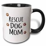 3dRose Rescue Dog Mom Mug, 11 oz, Black