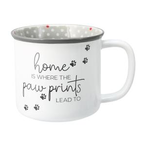Pavilion Gift Company - Home Is Where The Paw Prints Lead To - 18 oz Coffee Mug Tea Cup Kitten Puppy Feline K-9 Cat Dog Lover Gift Rescue Pet Mom Dad Present