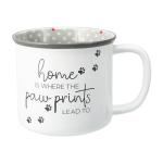 Pavilion Gift Company - Home Is Where The Paw Prints Lead To - 18 oz Coffee Mug Tea Cup Kitten Puppy Feline K-9 Cat Dog Lover Gift Rescue Pet Mom Dad Present