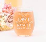 C M - You Can't Buy Love But You Can Rescue It Stemless Wine Glass, 17 oz - Gift for Cat and Dog Lovers