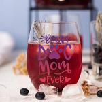 AGMDESIGN Best Dog Mom Ever Funny Stemless Wine Glass, Dog Lover Gifts for Dog Dad, Dog Mom, Women, Veterinarian, Animal Rescue, Vet Tech, Perfect for Birthday, Valentines