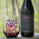 AGMDESIGN Best Dog Mom Ever Funny Stemless Wine Glass, Dog Lover Gifts for Dog Dad, Dog Mom, Women, Veterinarian, Animal Rescue, Vet Tech, Perfect for Birthday, Valentines