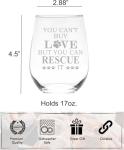 C M - You Can't Buy Love But You Can Rescue It Stemless Wine Glass, 17 oz - Gift for Cat and Dog Lovers