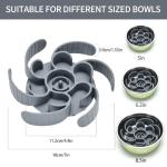 Slow Feeder Dog Bowls Insert,Third Generation upgradedSuper Firm Eating Bowl（Cuttable） for Large Breed and Medium Small Size Compatible with Regular Elevated Metal Glass Dog Bowl (Gray)