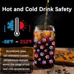 Fenmshairy Cute Dog Paws Drinking Glass Cup 16 Oz with Bamboo Lid and Straws, Iced Coffee Beer Cocktail Glass Tumbler, Holiday Christmas Birthday Gift for Dad Mom Sister Friends Bestie