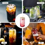 Fenmshairy Cute Dog Paws Drinking Glass Cup 16 Oz with Bamboo Lid and Straws, Iced Coffee Beer Cocktail Glass Tumbler, Holiday Christmas Birthday Gift for Dad Mom Sister Friends Bestie