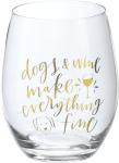 Primitives by Kathy Stemless Wine Glass - Dogs & Wine Make Everything Fine