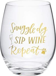 Wine Glass - Snuggle Dog Sip Wine Repeat
