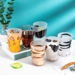 Patelai 6 Pcs Cat Paw Cups 10.6 oz Cute Cat Claw Glass Mug Frosted Print Coffee Cup Foot Breakfast Milk Cup Beverage Drinking Tumbler Glasses for Men Women Couples Adults Friends Christmas Gift Set