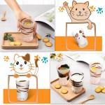 Patelai 6 Pcs Cat Paw Cups 10.6 oz Cute Cat Claw Glass Mug Frosted Print Coffee Cup Foot Breakfast Milk Cup Beverage Drinking Tumbler Glasses for Men Women Couples Adults Friends Christmas Gift Set